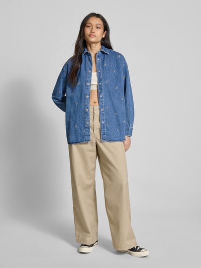 Pepe Jeans Relaxed Fit Jeansbluse mit Motiv-Stitching Modell 'BLOSSOM' Blau 1