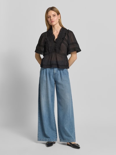 Neo Noir Blusenshirt mit Häkelspitze Modell 'Evienne' Black 1
