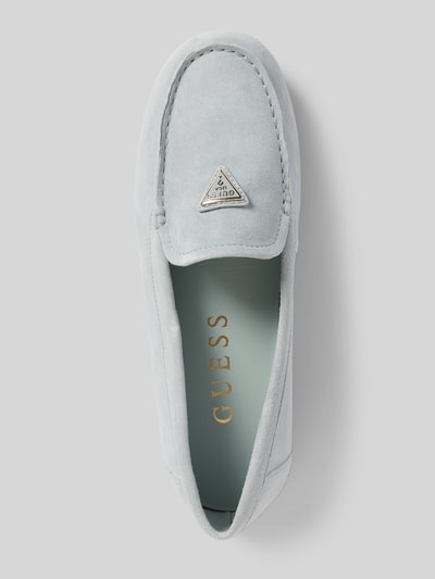 Guess Mokasyny skórzane z naszywką z logo model ‘LILAN’ Jeansowy niebieski 3