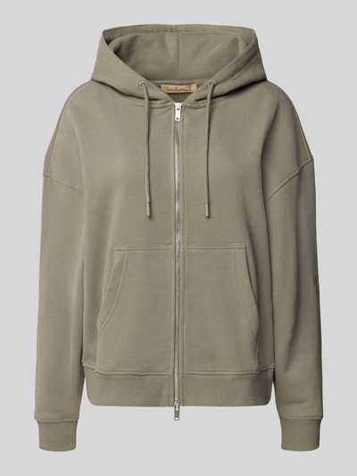 Produktfoto, Oversized Sweatjacke mit Kapuze von Smith and Soul aus Baumwoll-Mix in Olivgrün mit Tunnelzug, Reißverschluss, Eingrifftaschen, gerippte Abschlüsse
