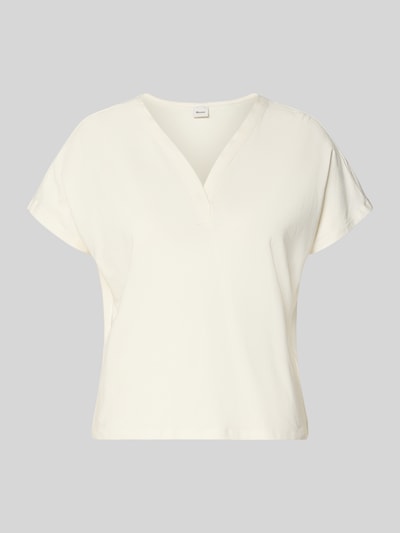 Produktfoto, Regular-Fit T-Shirt aus Baumwoll-Mix mit Viskose-Anteil von Brax in cremeweiß, lockere Form, glatte Textur, Damen T-Shirt.