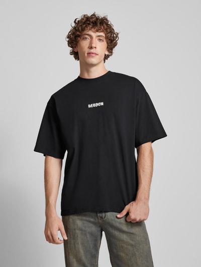 REVIEW Oversized T-Shirt mit Label-Print Black 4