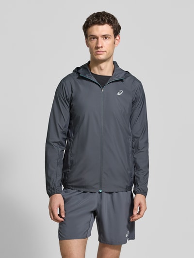 ASICS Windbreaker mit Logo-Print und Kapuze Mittelgrau 4