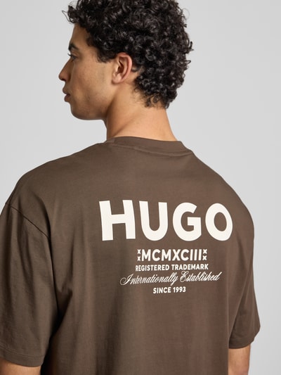 Hugo Blue Oversized T-Shirt aus reiner Baumwolle Modell 'NALONO' Dunkelbraun 3