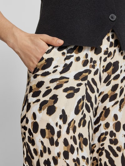 ICHI Kuloty z szeroką nogawką i efektem marszczenia model ‘MARRAKECH’ Beżowy 3