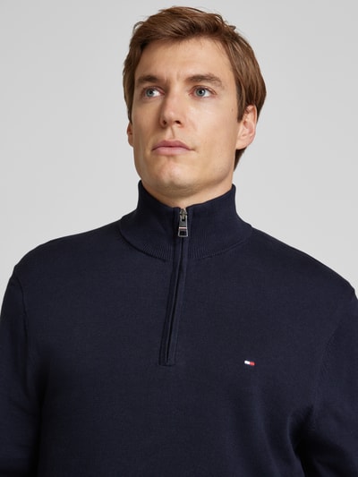 Tommy Hilfiger Regular Fit Strickpullover mit Stehkragen Marine 3