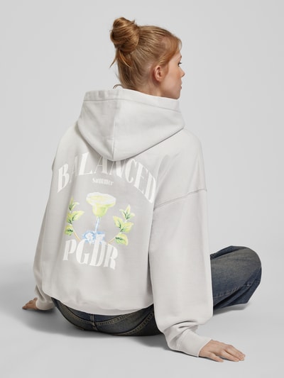 Pegador Oversized hoodie met label- en motiefprint, model 'LUCIA' Lichtgrijs - 3