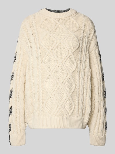 Jake*s Casual Sweter o kroju oversized z imitacji dzianiny z czystej bawełny Écru 2