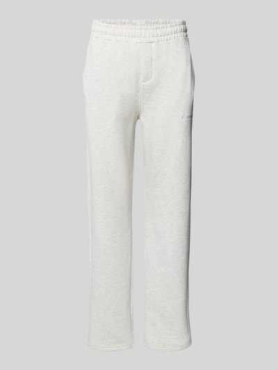Productfoto, Straight Fit Sweatpants met logo-stitching van Pegador in lichtgrijs katoenmix, elastische band, steekzakken, heren, binnenbeenlengte maat M 80 cm