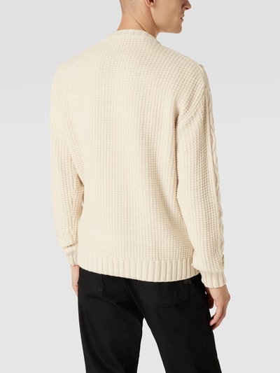 HUGO Strickpullover mit Strukturmuster Modell 'Scablito' Offwhite 5