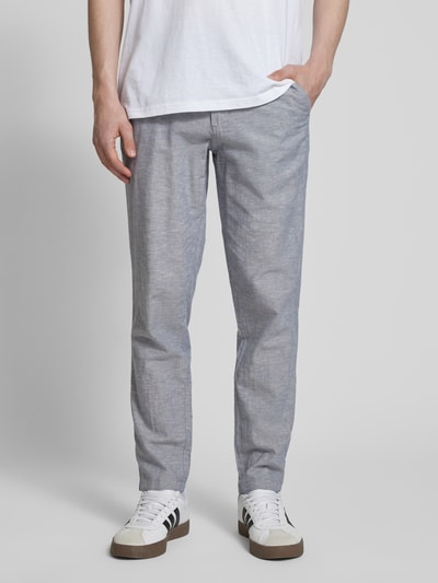 Jack & Jones Tapered Fit Chino aus Baumwoll-Leinen-Mix Modell 'STACE' Rauchblau Melange 4