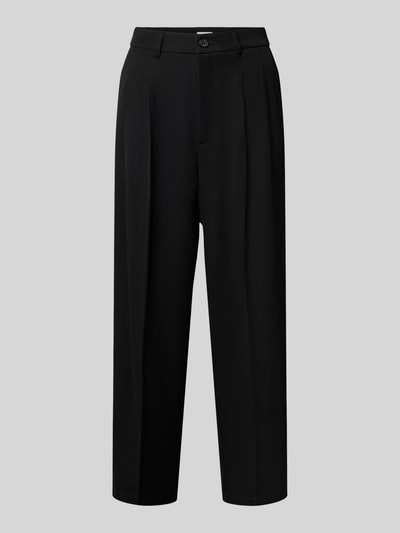 Produktfoto, schwarze Barrel Fit Hose mit Viskose-Anteil von s.Oliver RED LABEL, glatte Textur, weiter Schnitt, Damen Barrel Jeans