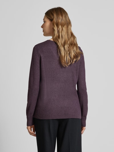 Christian Berg Woman Gebreide pullover met afgeronde V-hals Paars gemêleerd - 5