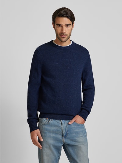 Marc O'Polo Regular Fit Pullover aus Tweedgarn  Dunkelblau 4