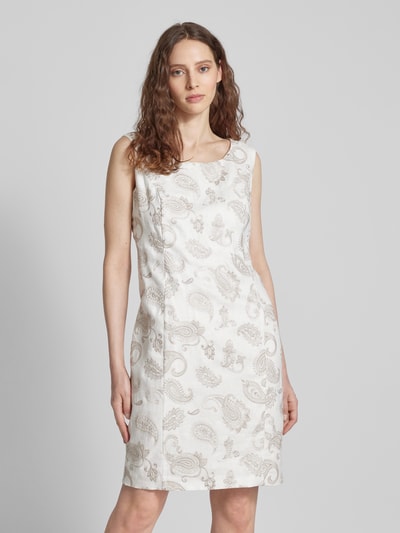 WHITE LABEL Knielange kokerjurk met paisleymotief Offwhite - 4