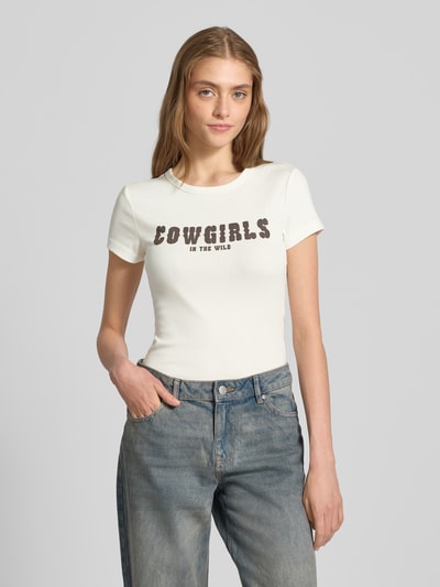 Gina Tricot T-Shirt mit Statement-Print Weiss 4