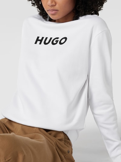 HUGO Sweatshirt mit Label-Schriftzug Weiss 3