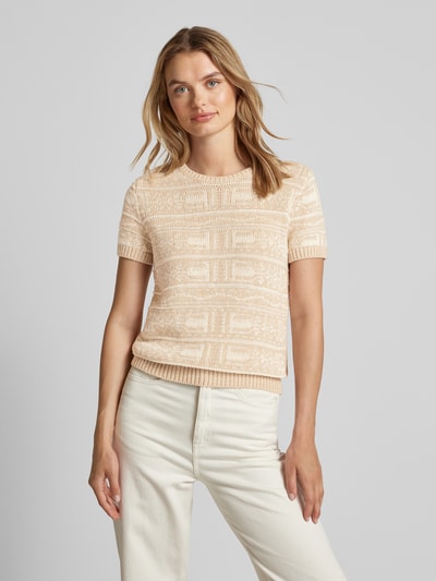 Lauren Ralph Lauren Gebreide pullover met ribboorden, model 'EYELAH' Zand - 4