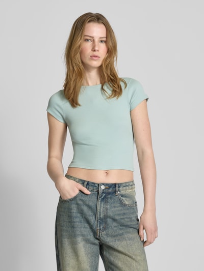 Review T-shirt z okrągłym dekoltem Błękitny 4