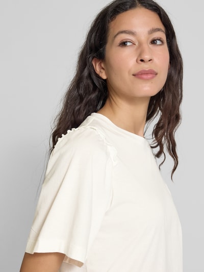 Selected Femme T-shirt z marszczeniami model ‘PENELOPE’ Biały 3