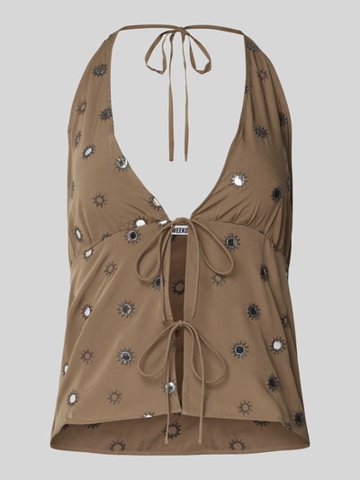 WEEKDAY Top mit Schnürung Modell 'Genas' Mittelbraun 2