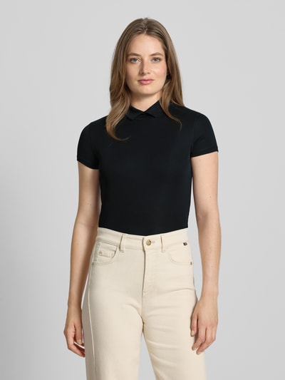 Marc Cain T-shirt van een mix van katoen en elastaan met col Zwart - 4