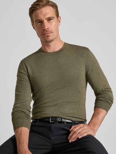 MCNEAL Sweter z dzianiny z prążkowanymi wykończeniami Oliwkowy melanż 3