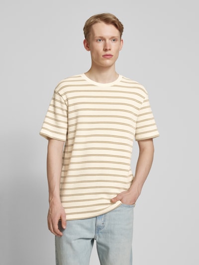 Only & Sons T-Shirt mit geripptem Rundhalsausschnitt Modell 'IAN' Beige 4