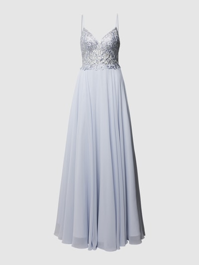 Luxuar Abendkleid mit Ziersteinbesatz Eisblau 2