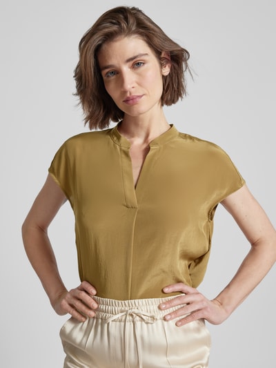 Luisa Cerano Blusenshirt in unifarbenem Design mit V-Ausschnitt Khaki 3