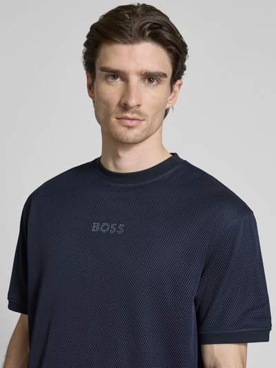 BOSS Orange T-Shirt mit Lochstickerei Dunkelblau 3