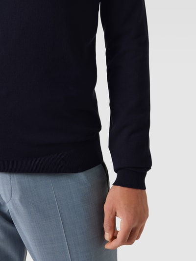 MCNEAL Strickpullover mit geripptem V-Ausschnitt Marineblau 3