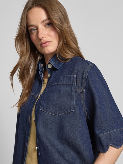 Stella Nova Jeansblouse met knoopsluiting Marineblauw - 3