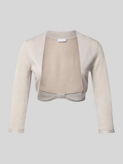 Produktfoto, Regular Fit Bolero aus Viskose-Mix von Jake*s Cocktail, strickowa faktura, efekt połysku, kolor jasny beż, krój regular fit, 3/4 rękaw, długość tyłu w rozmiarze 36: 33 cm