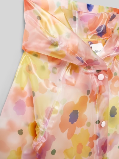 Produktfoto, Regular Fit Regenjacke mit Kapuze von s.Oliver RED LABEL, mehrfarbig floral, glatte Textur, Langarm, mit Druckknopfleiste