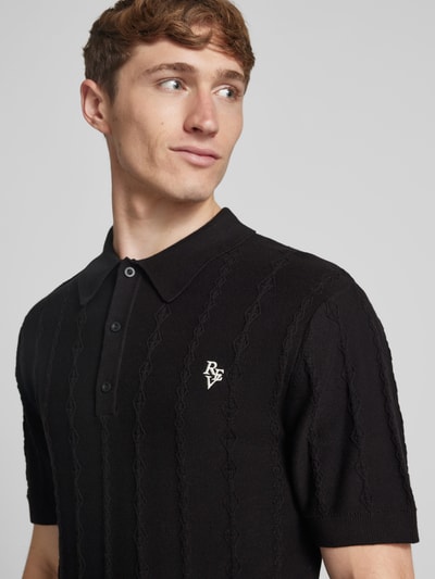 REVIEW Regular Fit Poloshirt mit Label-Stitching Black 3