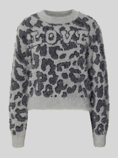 VERO MODA Regular Fit Strickpullover mit Allover-Muster Modell 'JUNGLE' Graphit 2