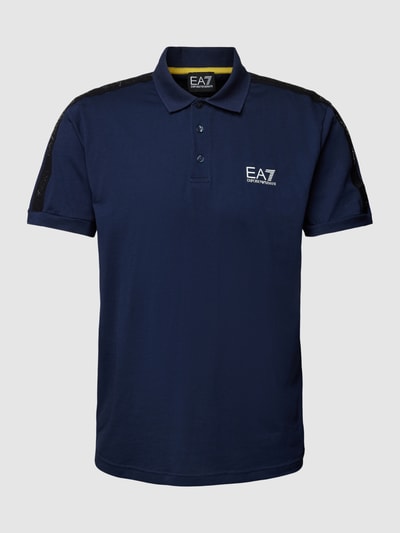 EA7 Emporio Armani Regular Fit Poloshirt mit Label-Print Dunkelblau 2