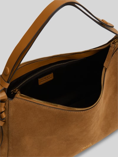 Tommy Hilfiger Henkeltasche aus echtem Veloursleder mit Label-Detail Cognac 4