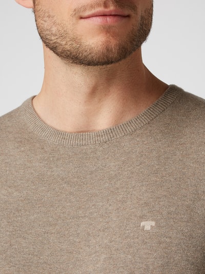 Tom Tailor Pullover aus Baumwolle mit Logo-Stickerei Hellbraun 3