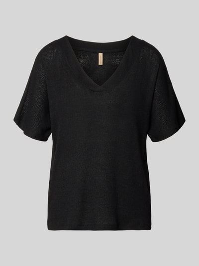 Soyaconcept Strickshirt mit V-Ausschnitt Modell 'Delia' Black 2
