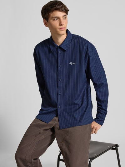 Pegador Oversized vrijetijdsoverhemd met labelstitching, model 'Pikal' Marineblauw - 3