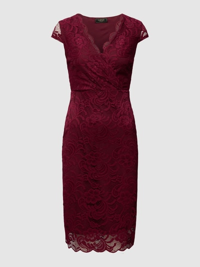 Lipsy Knielanges Cocktailkleid aus Spitze Bordeaux 2