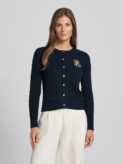 Lauren Ralph Lauren Kurtka z dzianiny ze ściegiem warkoczowym i wyhaftowanym logo model ‘RALHAN’ Granatowy 4