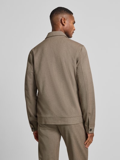Lindbergh Slim fit overhemdjack met ritssluiting Zand - 5
