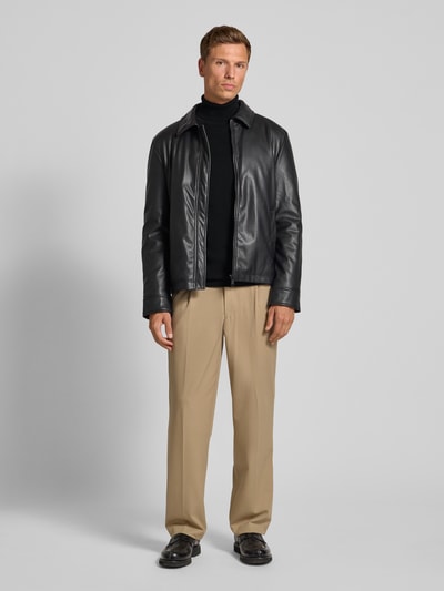 Casual Friday Slim fit gebreide pullover met col, model 'Osvald' Zwart - 1