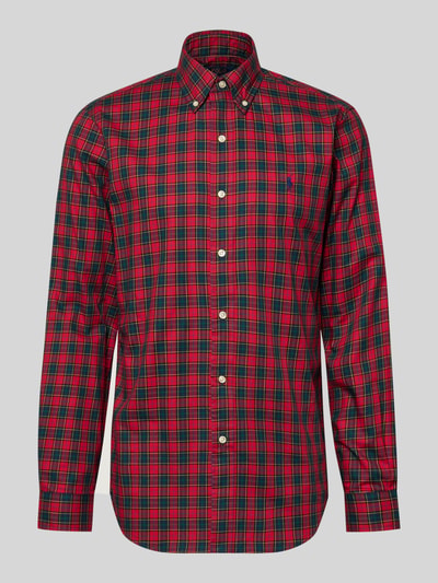Produktfoto, Custom Fit Freizeithemd aus reiner Baumwolle von Polo Ralph Lauren in Rot-Grün-Karo mit glatter Oberfläche, Herren Freizeithemd