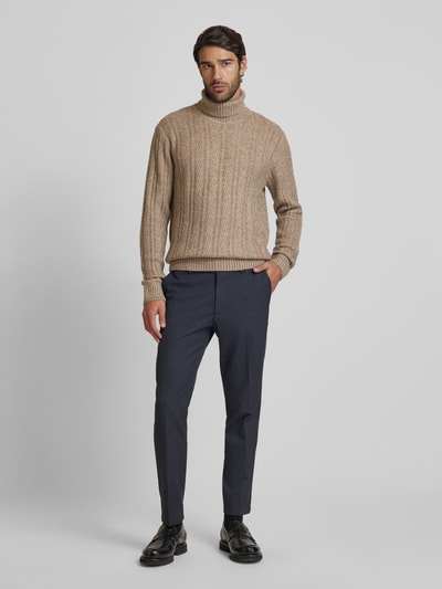 Jack & Jones Premium Sweter z dzianiny z golfem model ‘BLATRENT’ Beżowy 1