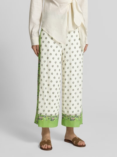 Marc Cain Wide Fit Stoffhose mit floralem Allover-Print Sand 4