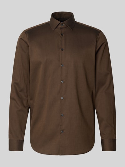 Jake*s Regular fit zakelijk overhemd van katoen met kentkraag Chocoladebruin - 2